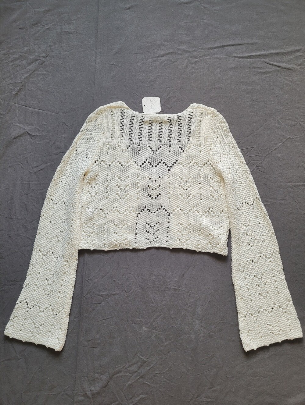 Altar'd State Leilani Tie Front Crochet Cardigan NWT Small Cream Boho Cottage - Picture 8 of 11